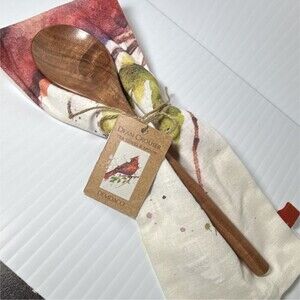 DEMDACO Dean Crouser Cardinal Bird Tea Towel & Spoon 2pc Set, Machine Wash